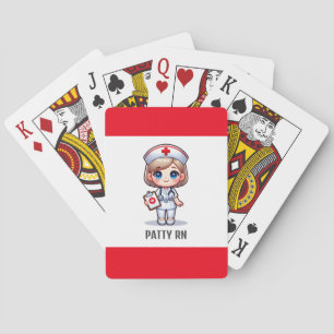Cute Manga Nurse with Blonde Hair Blue Eyes Custom Playing Cards