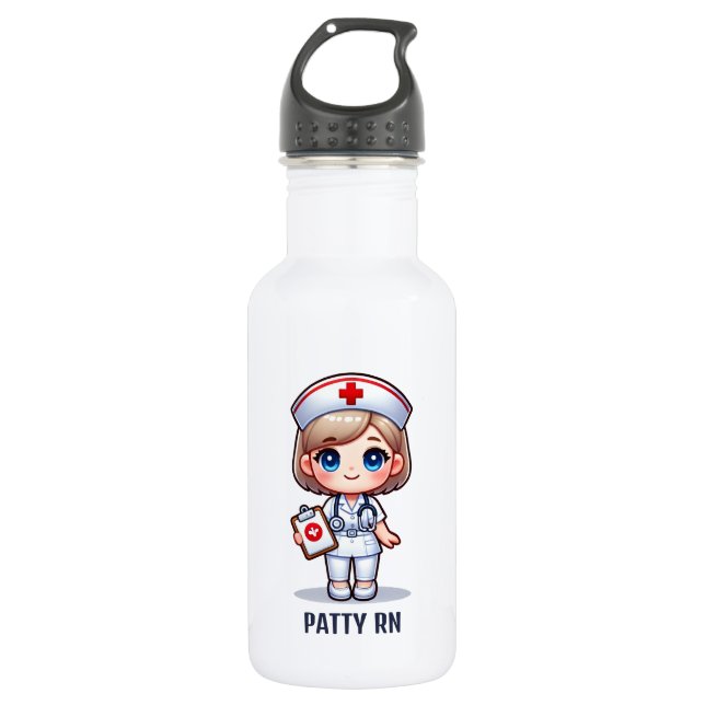 Cute Manga Nurse with Blonde Hair Personalised 532 Ml Water Bottle (Front)