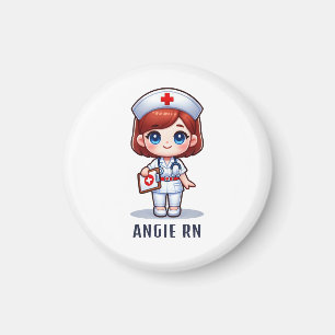 Cute Manga Redhead Nurse Caricature Personalised Magnet