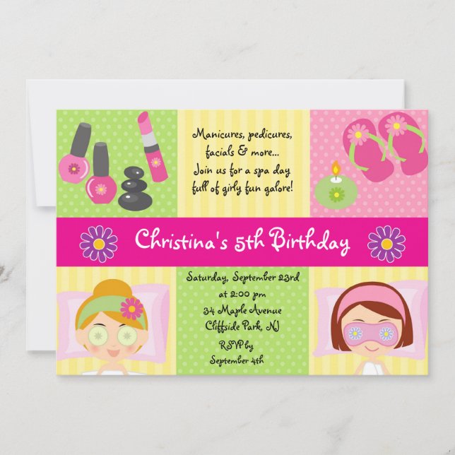 Cute Manicure Spa Birthday Party Invitation (Front)