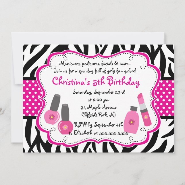 Cute Manicure Spa Birthday Party Invitation (Front)