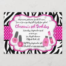 Cute Manicure Spa Birthday Party Invitation