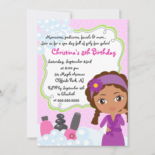 Cute Manicure Spa Birthday Party Invitation (Front)