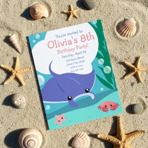 Cute Manta Birthday Invitation