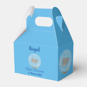 Cute manta ray and bubbles cartoon illustration favour box
