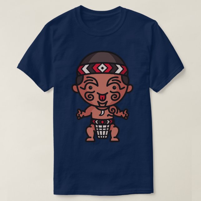 Cute Maori Man in Traditional Clothing toon T-Shirt (Design Front)