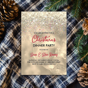 Cute marble art gold faux glitter Christmas  Invitation