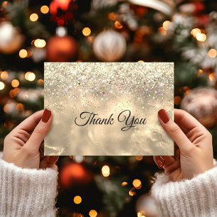 Cute marble art gold faux glitter  thank you card