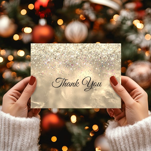 Cute marble art gold faux glitter  thank you card (Creator Uploaded)