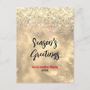 Cute marble art gold glitter Christmas new year Postcard