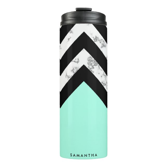 Cute Marble & Chevron Thermal Tumbler (Front)