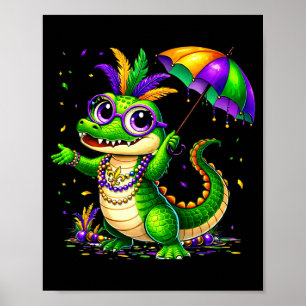 Cute Mardi Gras Alligator Costume Girl Women Kids  Poster