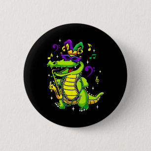 Cute Mardi Gras Alligator For Kids Or Adults 6 Cm Round Badge