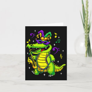 Cute Mardi Gras Alligator For Kids Or Adults Card
