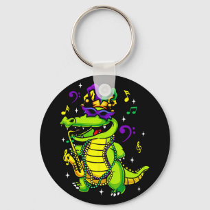 Cute Mardi Gras Alligator For Kids Or Adults Key Ring