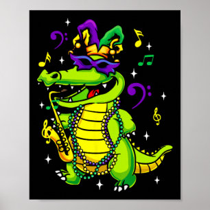Cute Mardi Gras Alligator For Kids Or Adults  Poster