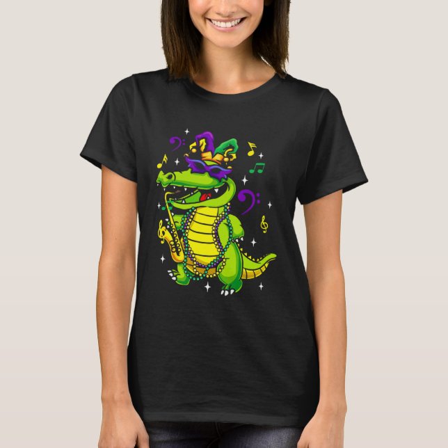 Cute Mardi Gras Alligator for Kids or Adults T-Shirt (Front)