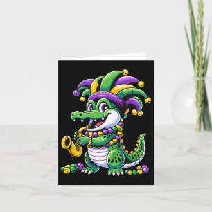 Cute Mardi Gras Alligator Jester Hat Carnival Para Card