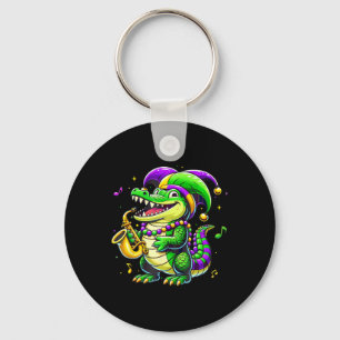 Cute Mardi Gras Alligator Jester Hat Carnival Para Key Ring