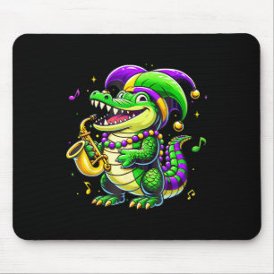 Cute Mardi Gras Alligator Jester Hat Carnival Para Mouse Pad