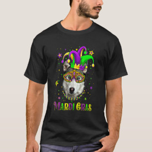 Cute Mardi Gras Carnival Siberian Husky Dog Mardi T-Shirt