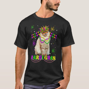 Cute Mardi Gras Cat Siberian Mask Beads Festival T-Shirt