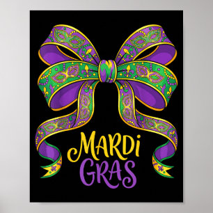 Cute Mardi Gras Coquette Bow Kids Girls Women Men Poster