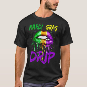 Cute Mardi Gras Dripping Lips  Mardi Gras Drip Col T-Shirt
