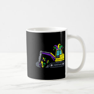 Cute Mardi Gras Excavator Construction Vehicle For Coffee Mug