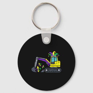 Cute Mardi Gras Excavator Construction Vehicle For Key Ring
