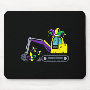 Cute Mardi Gras Excavator Construction Vehicle For Mouse Pad