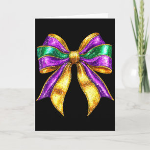 Cute Mardi Gras Fat Coquette Bow Tuesday Kids Girl Card