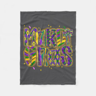 Cute Mardi Gras Fat Coquette Bow Tuesday Kids Girl Fleece Blanket