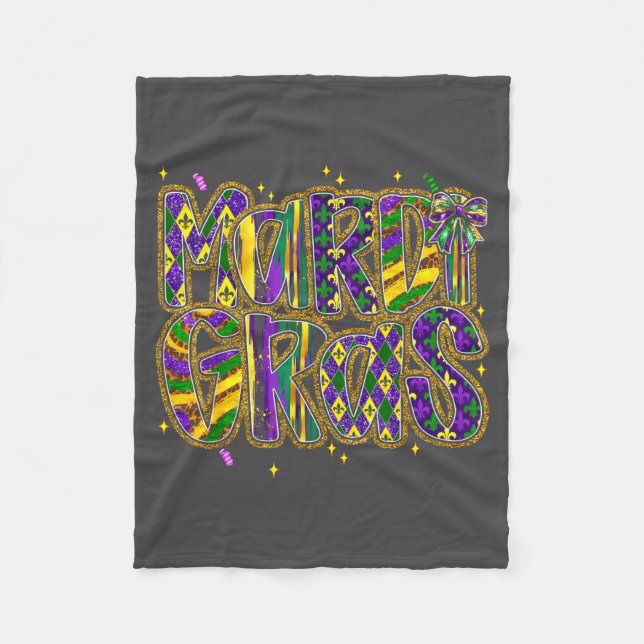 Cute Mardi Gras Fat Coquette Bow Tuesday Kids Girl Fleece Blanket (Front)