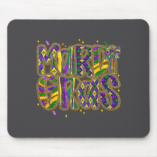 Cute Mardi Gras Fat Coquette Bow Tuesday Kids Girl Mouse Pad (Front)