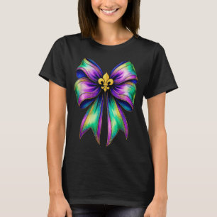 Cute Mardi Gras Fat Coquette Bow Tuesday Kids Girl T-Shirt