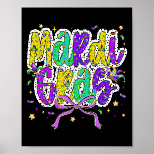 Cute Mardi Gras Fat Tuesday Coquette Bow Kids Girl Poster