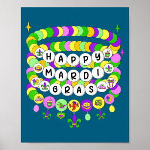 Cute Mardi Gras Friendship Bracelet Beads Poster