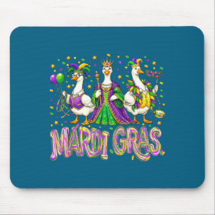 Cute Mardi Gras Goose Party Carnival Mouse Pad