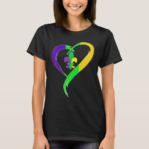 Cute Mardi Gras Heart Funny Fleur-De-Lis Mardi Gra T-Shirt