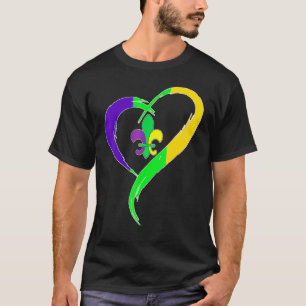 Cute Mardi Gras Heart Funny Fleur-De-Lis Mardi Gra T-Shirt