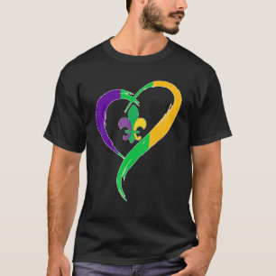 Cute Mardi Gras Heart Funny Fleur-De-Lis Mardi Gra T-Shirt