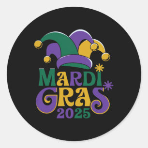 Cute Mardi Gras Mask Fun 2025  Classic Round Sticker