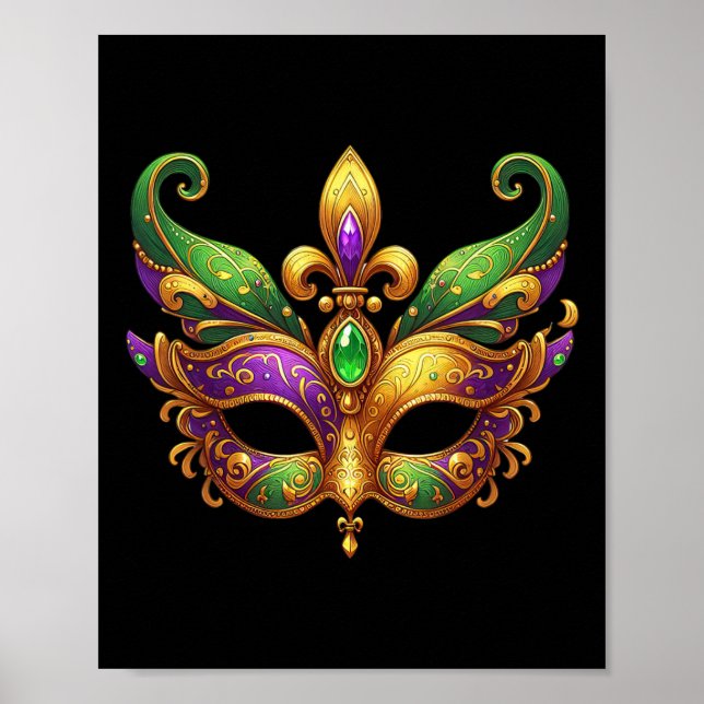 Cute Mardi Gras Mask Fun 2025 Mardi Gras Party Kid Poster (Front)
