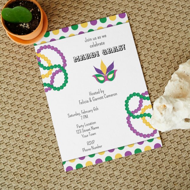 Cute Mardi Gras Party Invitation (Creator Uploaded)