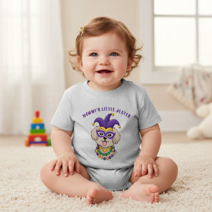 Cute Mardi Gras Puppy Dog Custom Text Baby T-Shirt