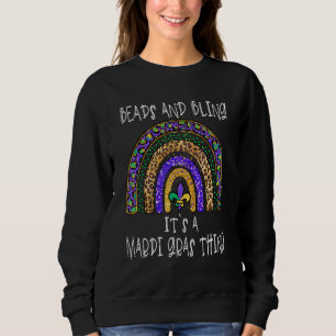 Cute Mardi Gras Rainbow For Women With Beads And B Sweatshirt