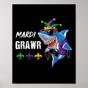 Cute Mardi Gras Shark New Orleans Tuesday Boys Fis Poster