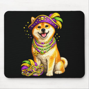 Cute Mardi Gras Shiba Inu Dog Mouse Pad
