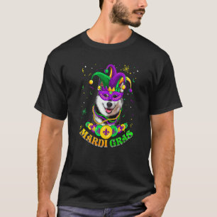 Cute Mardi Gras Siberian Husky Dog Dad Dog Mum Mas T-Shirt